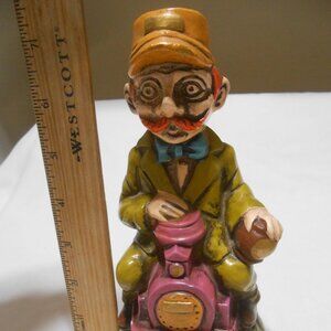 Vtg porcelain Holiday Fair BANK original stopper handcrafted Train Conductor 🔥